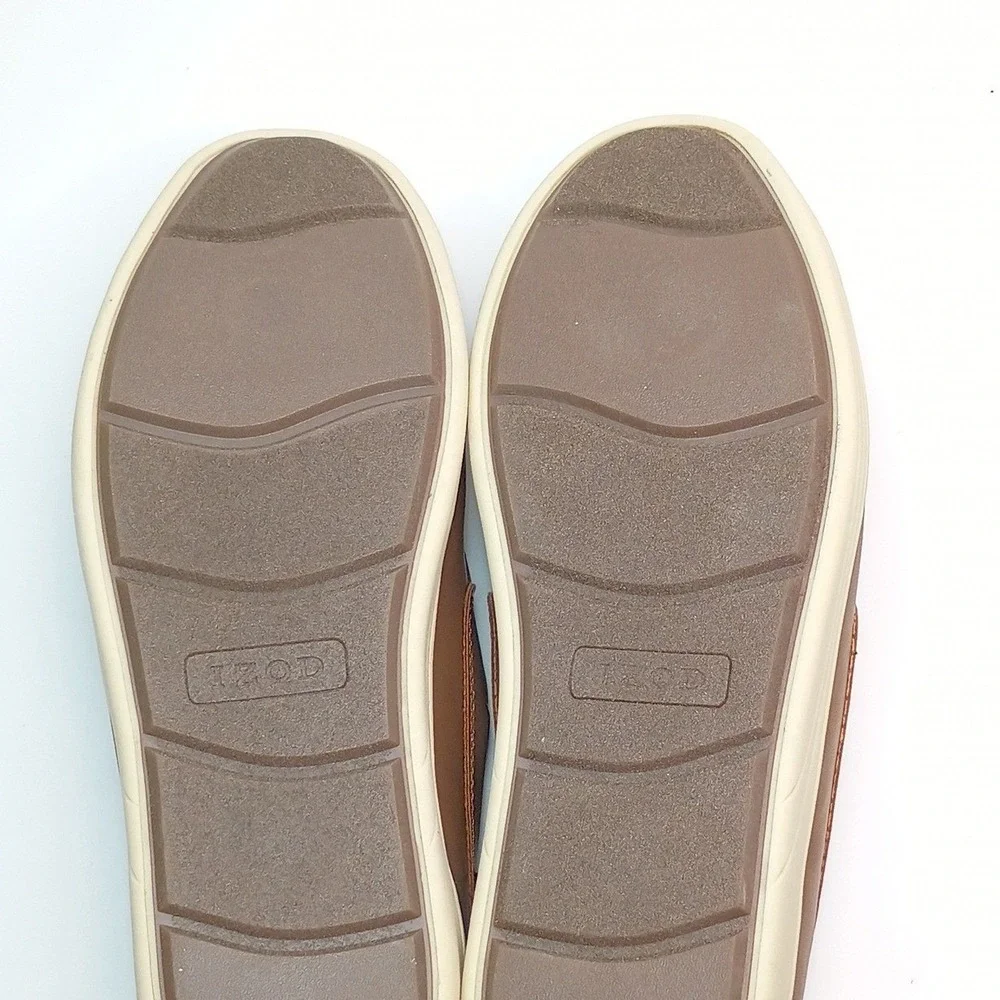 IZOD Seapoint Loafers Men Size 11 Tan Memory Foam Slip On Shoes